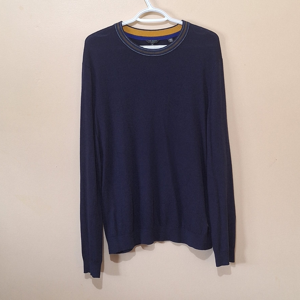 Ted Baker Blue Poly Blend With Cashmere Sweater